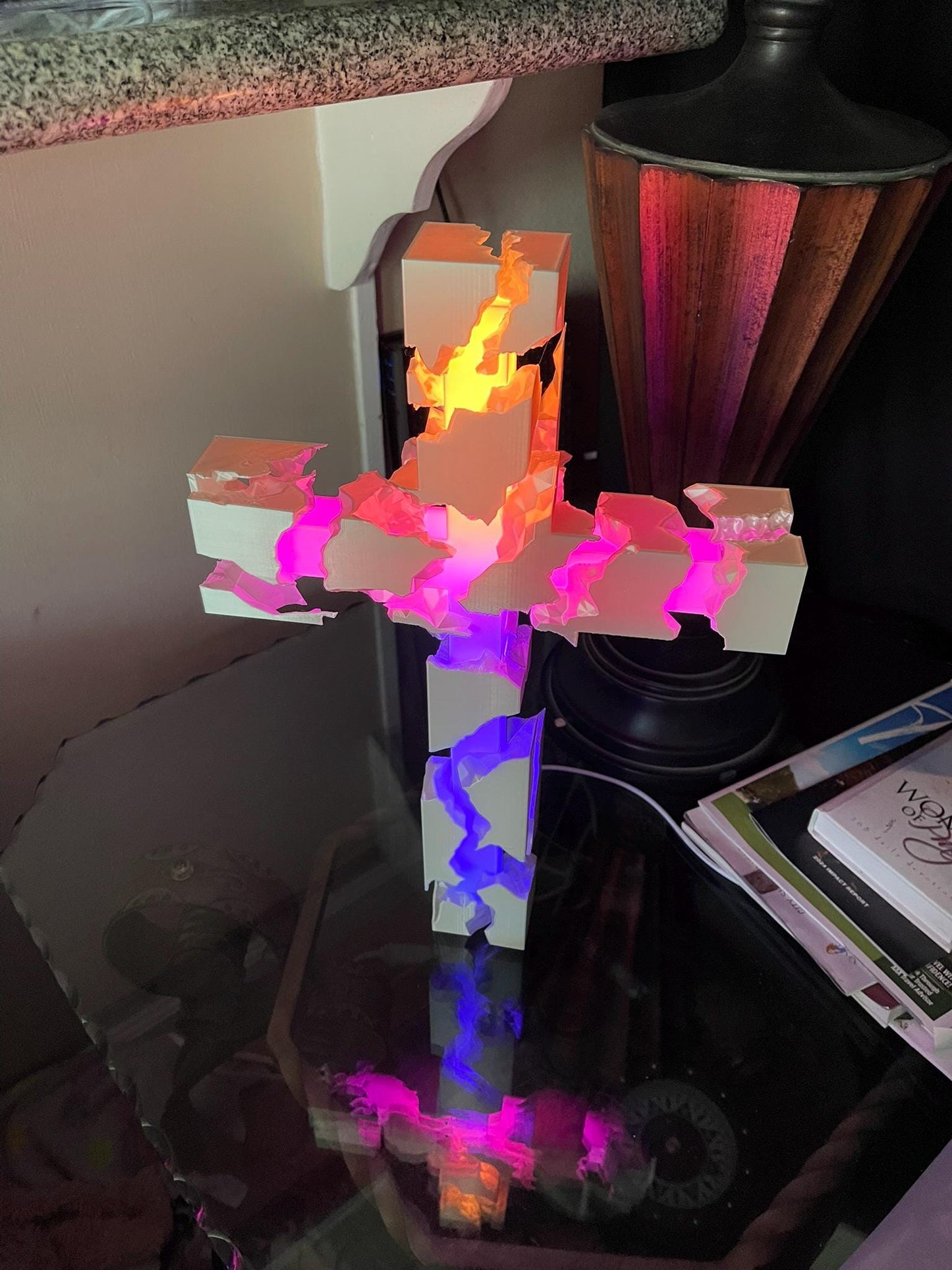 Modern Lighted Cross - App Enabled, Hand Crafted, Wall Decor and Made in the USA