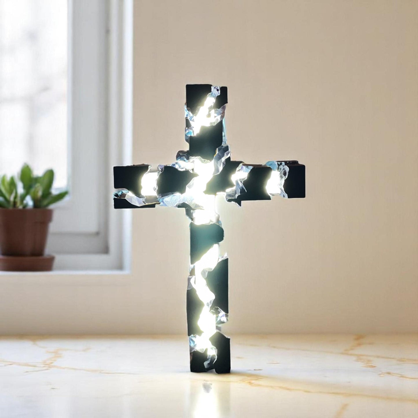 Modern Lighted Cross - App Enabled, Hand Crafted, Wall Decor and Made in the USA