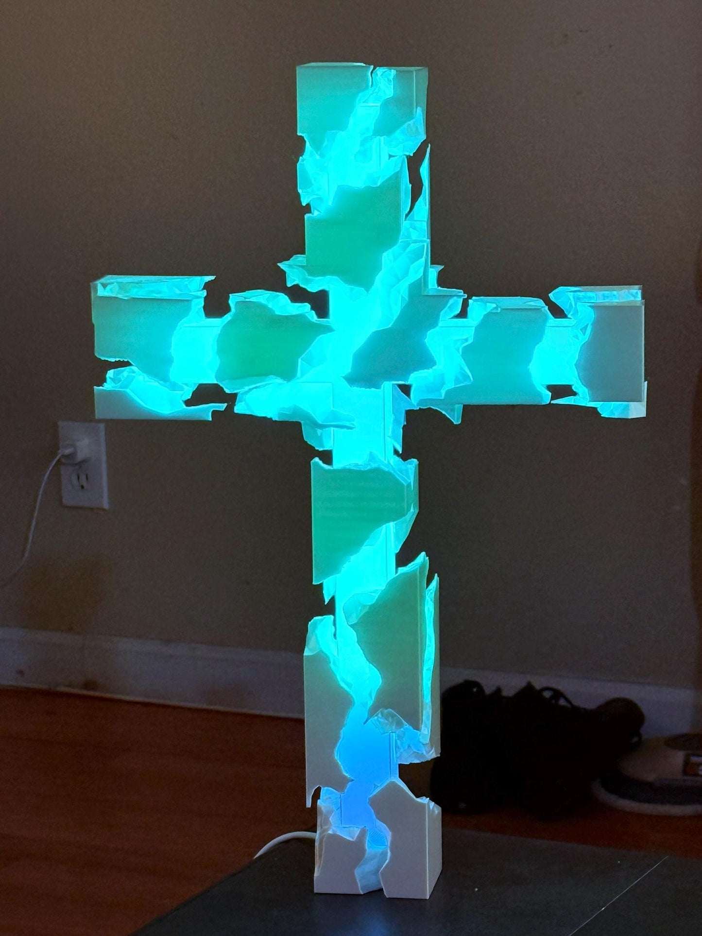 Modern Lighted Cross - App Enabled, Hand Crafted, Wall Decor and Made in the USA