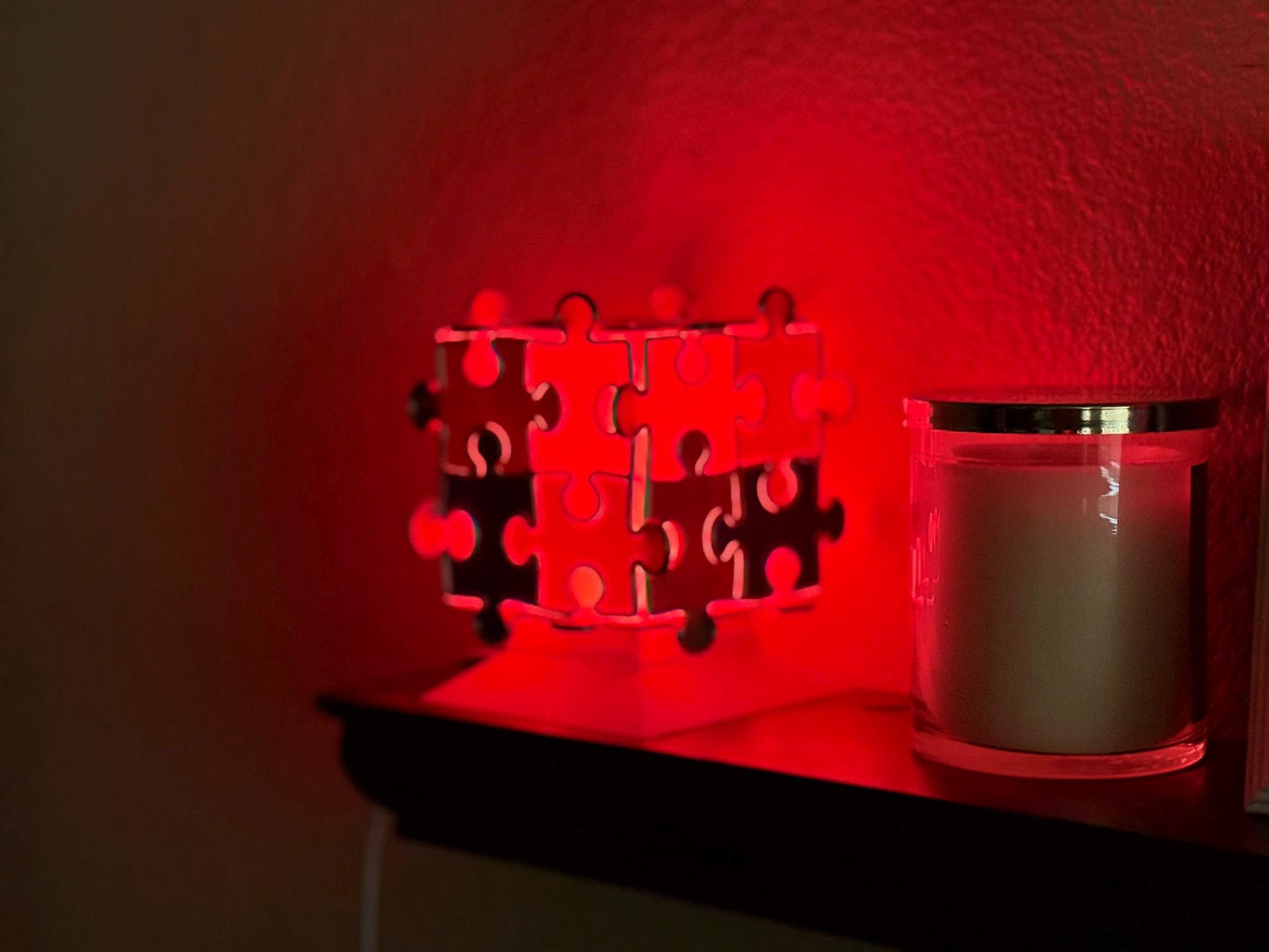Autism-Awareness Puzzle Cube Night Light – 16 Colors, Dimmer & Modes